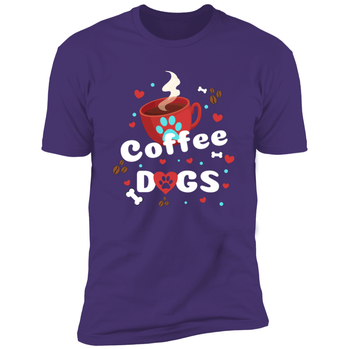 Coffee Dogs T-shirt, Dog Shirt for humans, in purple rush
