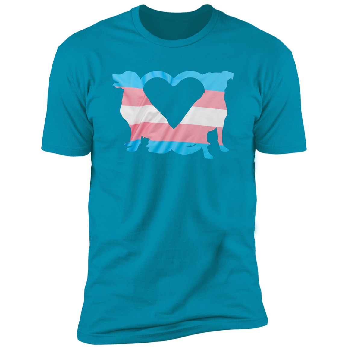 Trans Pride Dogs Heart Pride T-shirt, Trans Pride Dog Shirt for humans, in turquoise