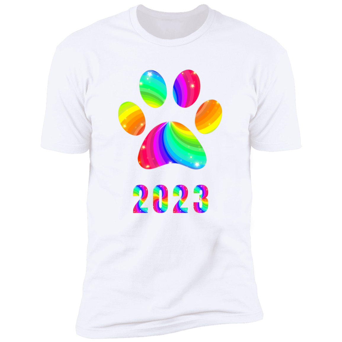 Pride Paw 2023 (Swirl) Pride T-shirt, Paw Pride Dog Shirt for humans, in white