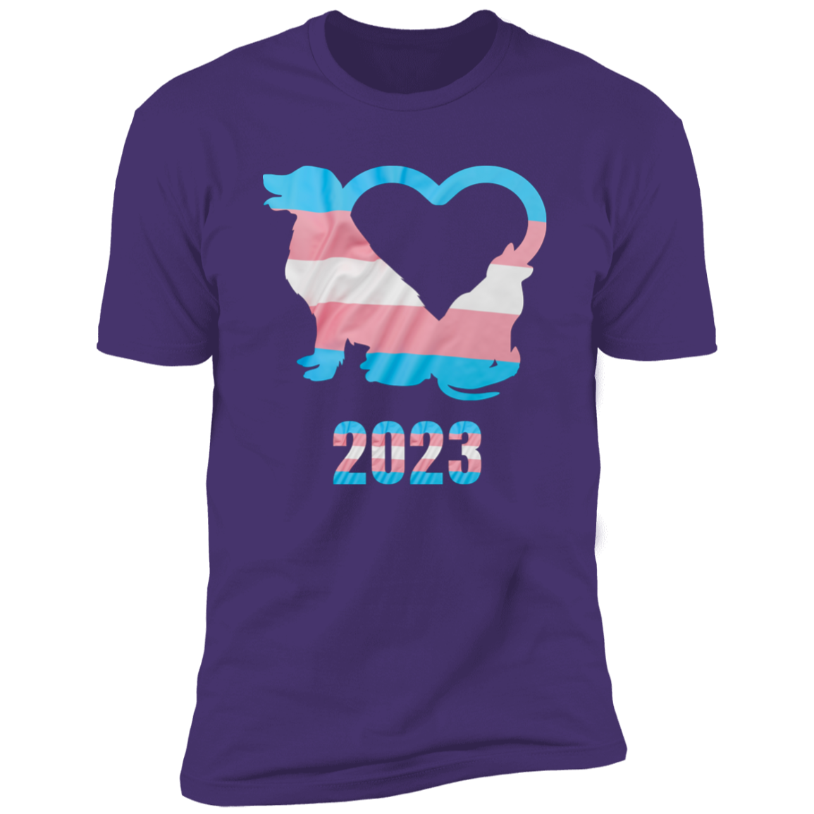 Trans Pride Dog & Cat Heart Pride T-shirt, Trans Pride Dog & Cat Shirt for humans, in purple rush