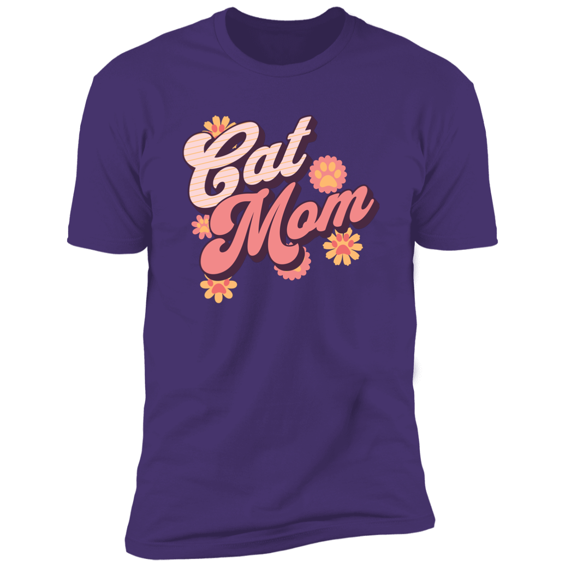 Cat Mom Retro T-shirt, Cat Mom Shirt for humans, in purple rush