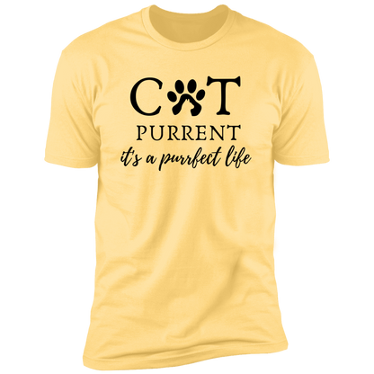 Cat Purrent It's a Purrfect Life T-shirt, Cat Parent Shirt for humans, in banana cream