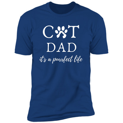 Cat Dad It's a Purrfect Life T-shirt, Cat Dad Shirt for humans, in royal blue