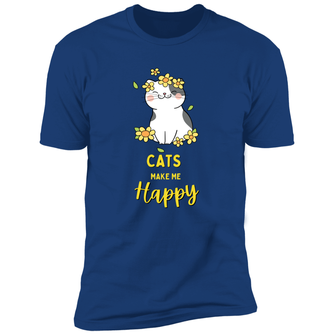 Cats Make Me Happy T-shirt, Cat Shirt for humans, in royal blue