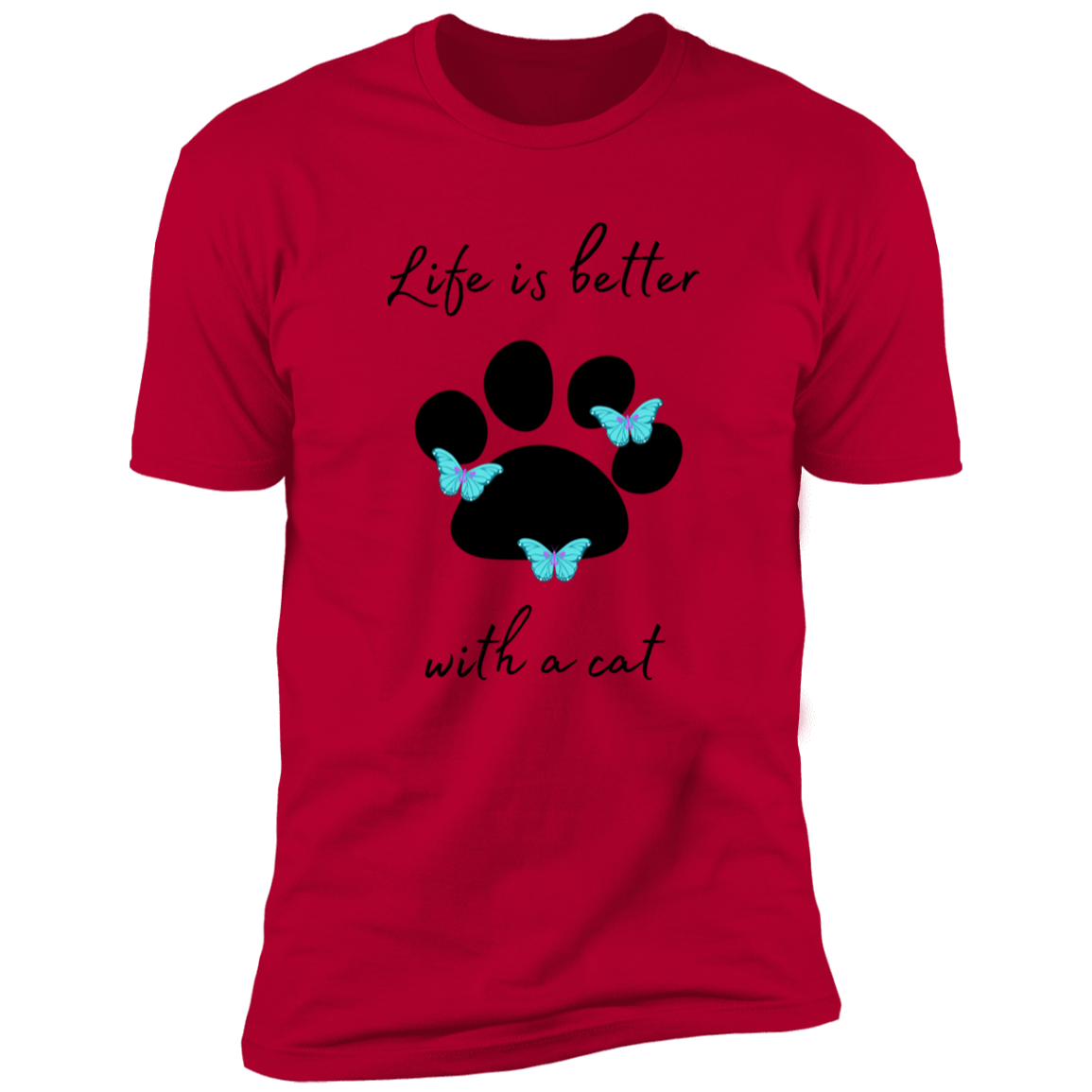 Life is Better with a Cat T-shirt, cat shirt for humans, Cat T-shirt in red