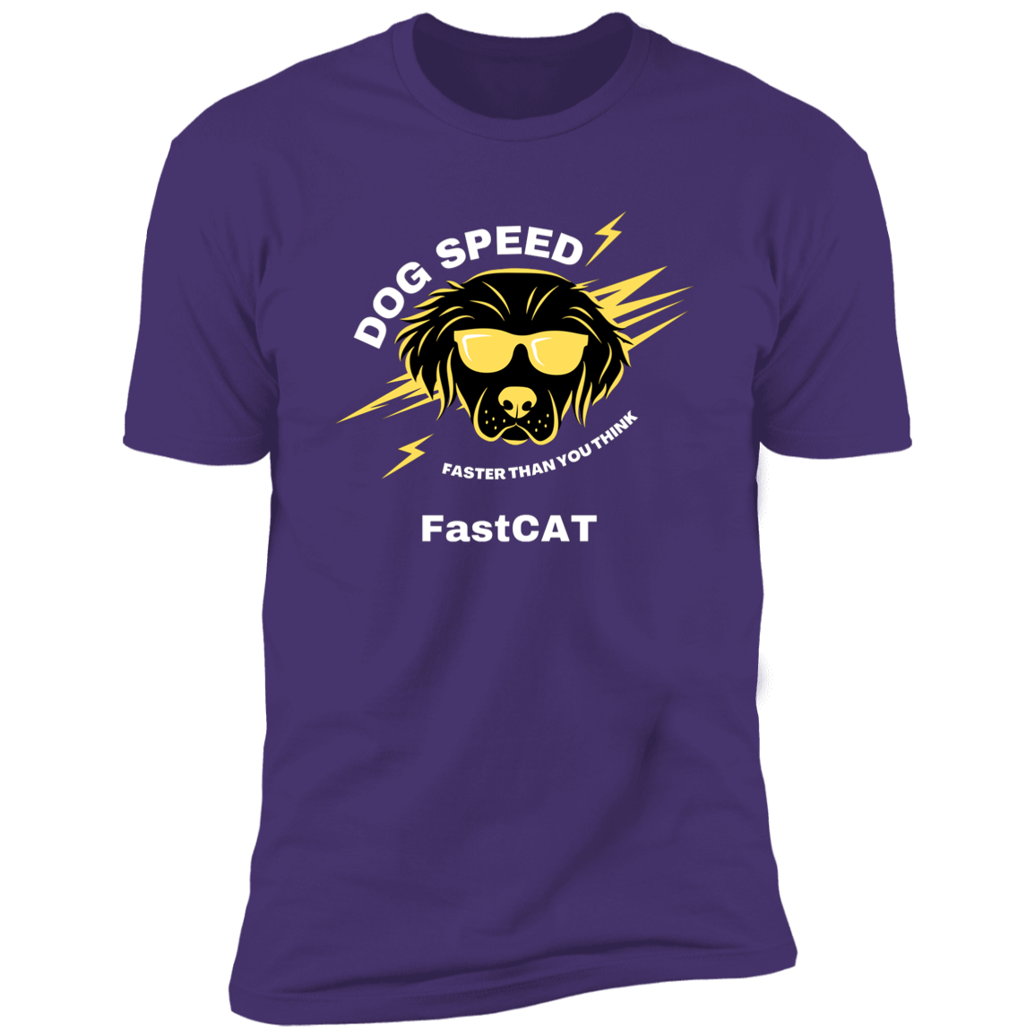 Dog Speed Faster Than You Think FastCAT T-shirt, FastCAT shirt dog shirt for humans, in purple rush.