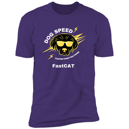 Dog Speed Faster Than You Think FastCAT T-shirt, FastCAT shirt dog shirt for humans, in purple rush.