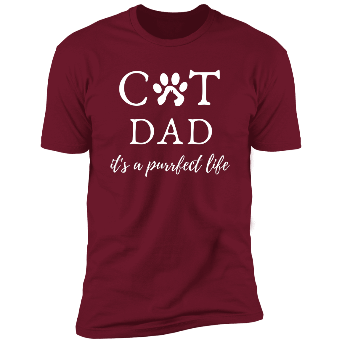 Cat Dad It's a Purrfect Life T-shirt, Cat Dad Shirt for humans, in cardinal red