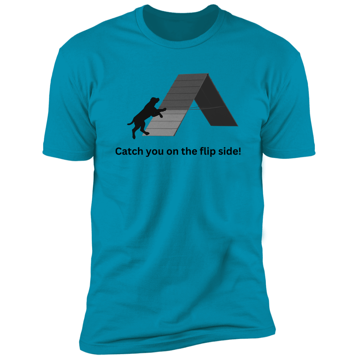 Catch You on the Flip Side T-shirt, Dog Agility Shirt for humans, in turquoise