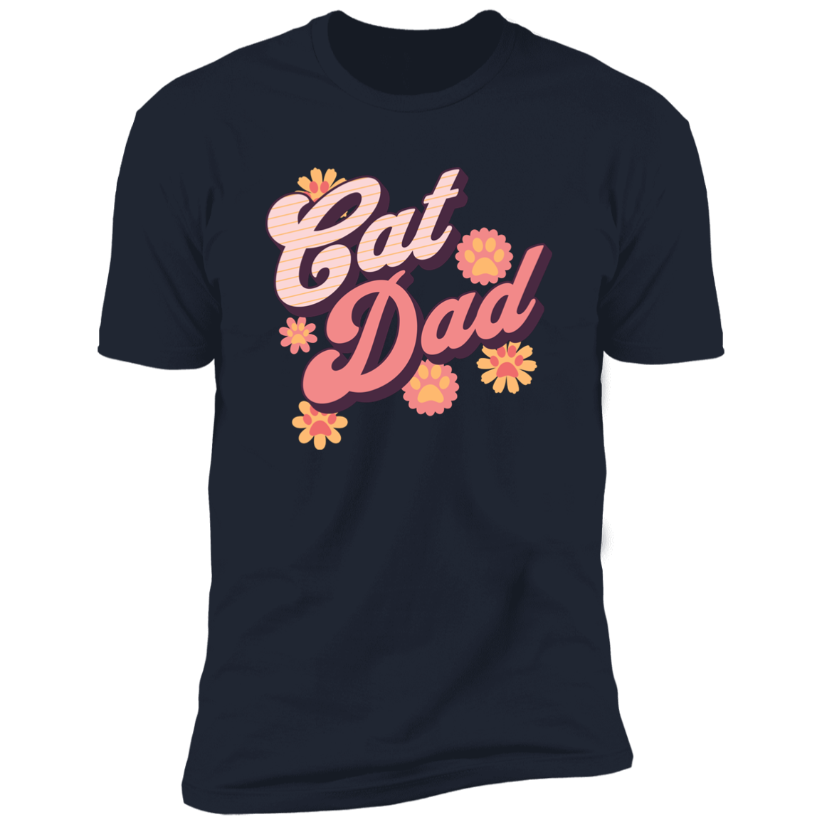 Cat Dad Retro T-shirt, Cat Dad Shirt for humans, in navy blue