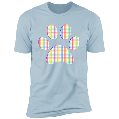 Pride Paw (Gingham) Pride T-shirt, Paw Pride Dog Shirt for humans, in light blue