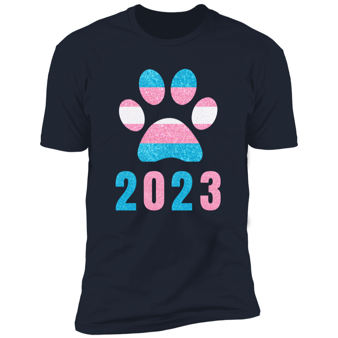 Dog Paw Trans Pride 2023 t-shirt, dog trans pride dog shirt for humans, in navy blue