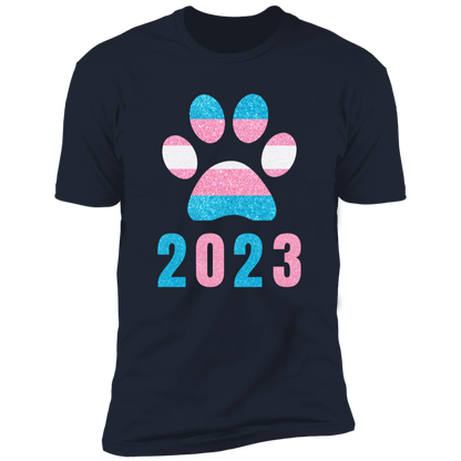 Dog Paw Trans Pride 2023 t-shirt, dog trans pride dog shirt for humans, in navy blue