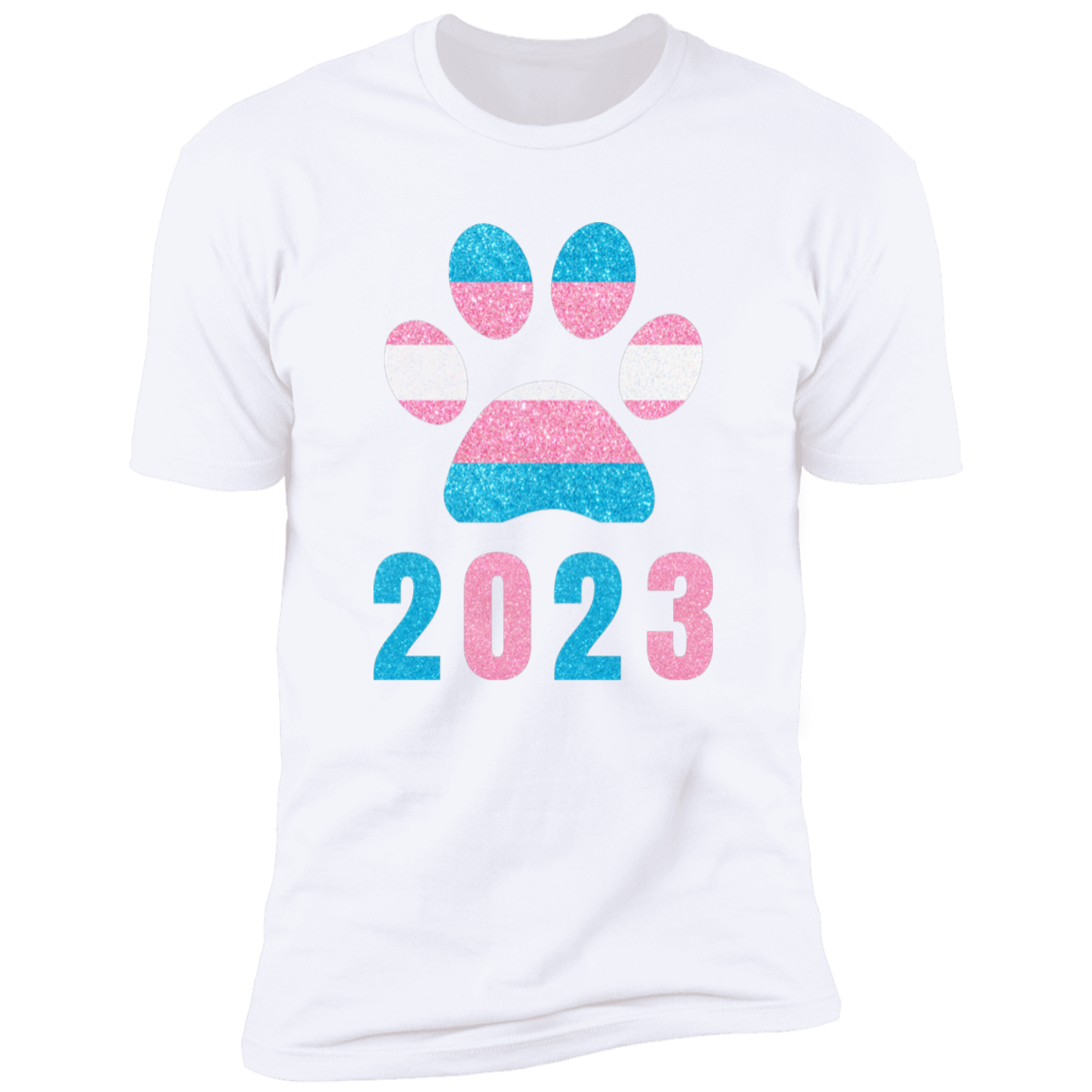 Dog Paw Trans Pride 2023 t-shirt, dog trans pride dog shirt for humans, in white