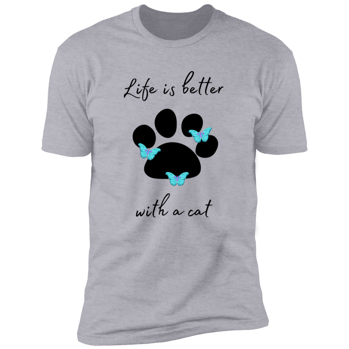 Life is Better with a Cat T-shirt, cat shirt for humans, Cat T-shirt in light heather gray