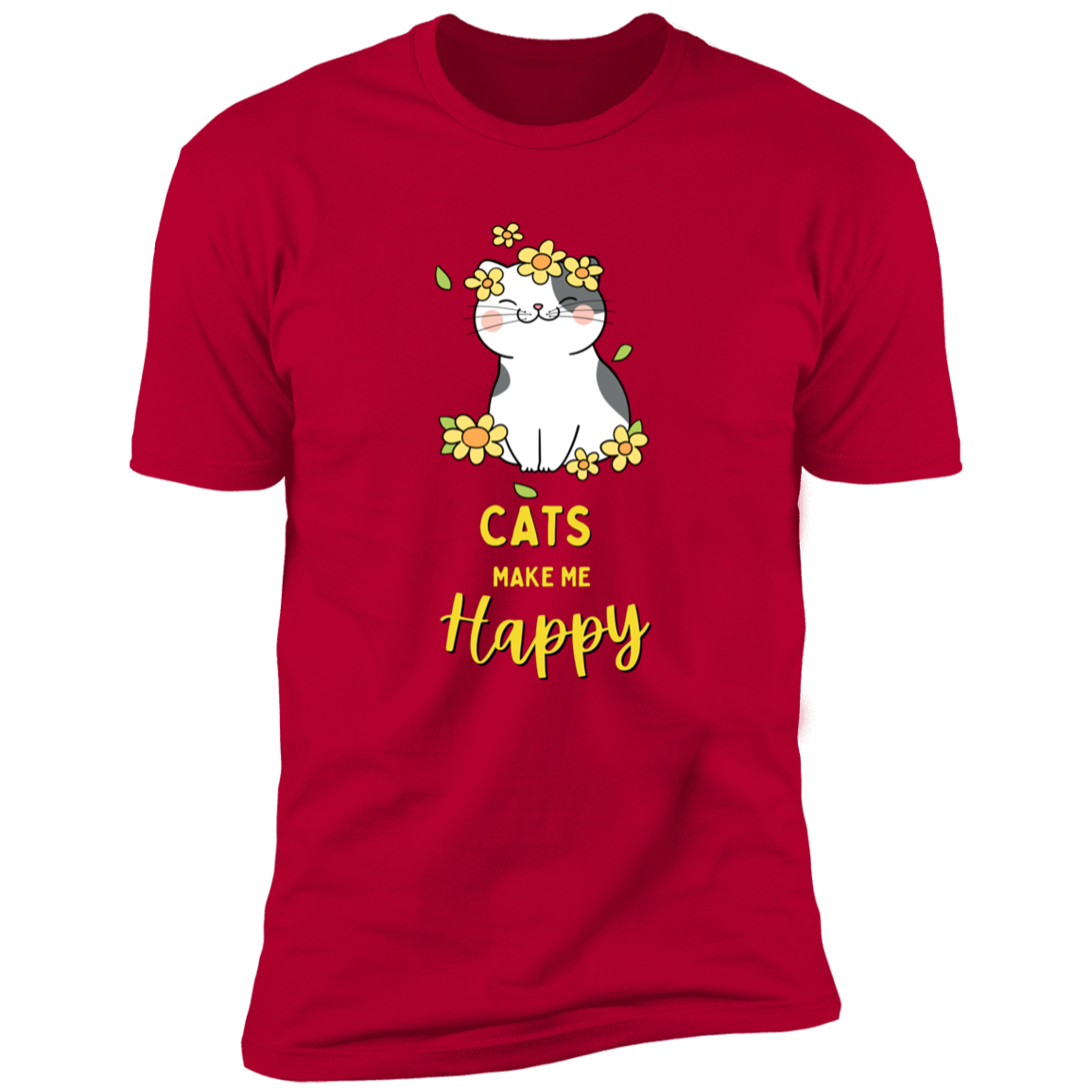 Cats Make Me Happy T-shirt, Cat Shirt for humans, in red