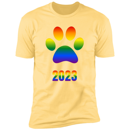 Dog Paw pride 2023 t-shirt, dog pride dog shirt for humans, in banana cream