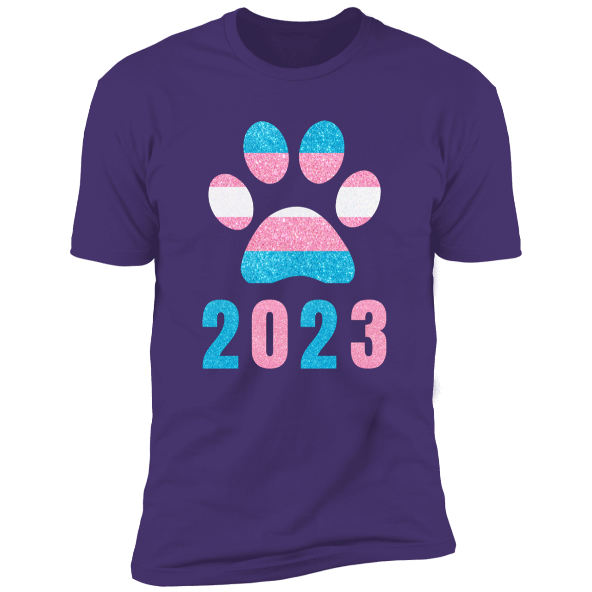 Dog Paw Trans Pride 2023 t-shirt, dog trans pride dog shirt for humans, in purple rush