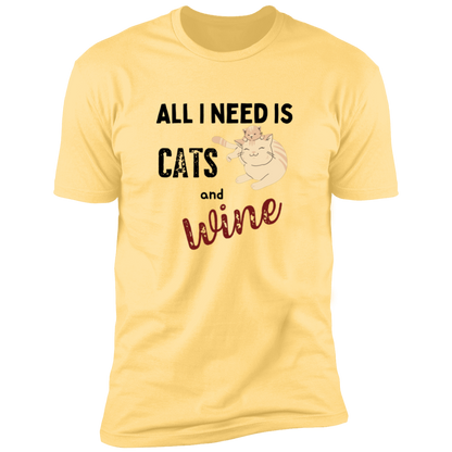 All I Need is Cats and Wine, Cat shirt for humas, in banana cream