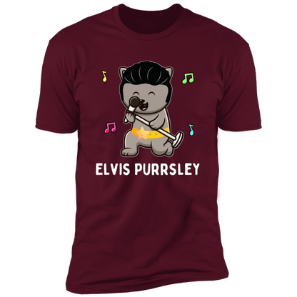 Elvis Purrsley cat Shirt, Funny cat shirt for humans, cat mom shirt, cat dad shirt, in maroon