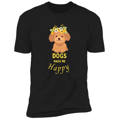 Dogs Make Me Happy t-shirt, funny dog shirt for humans, in black