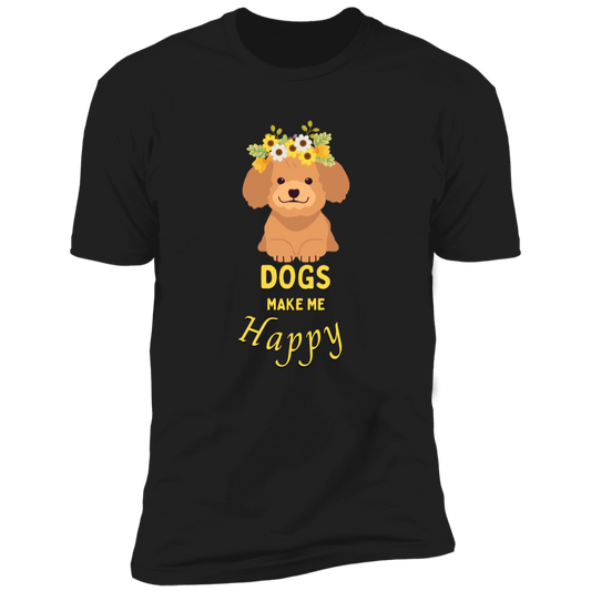 Dogs Make Me Happy t-shirt, funny dog shirt for humans, in black
