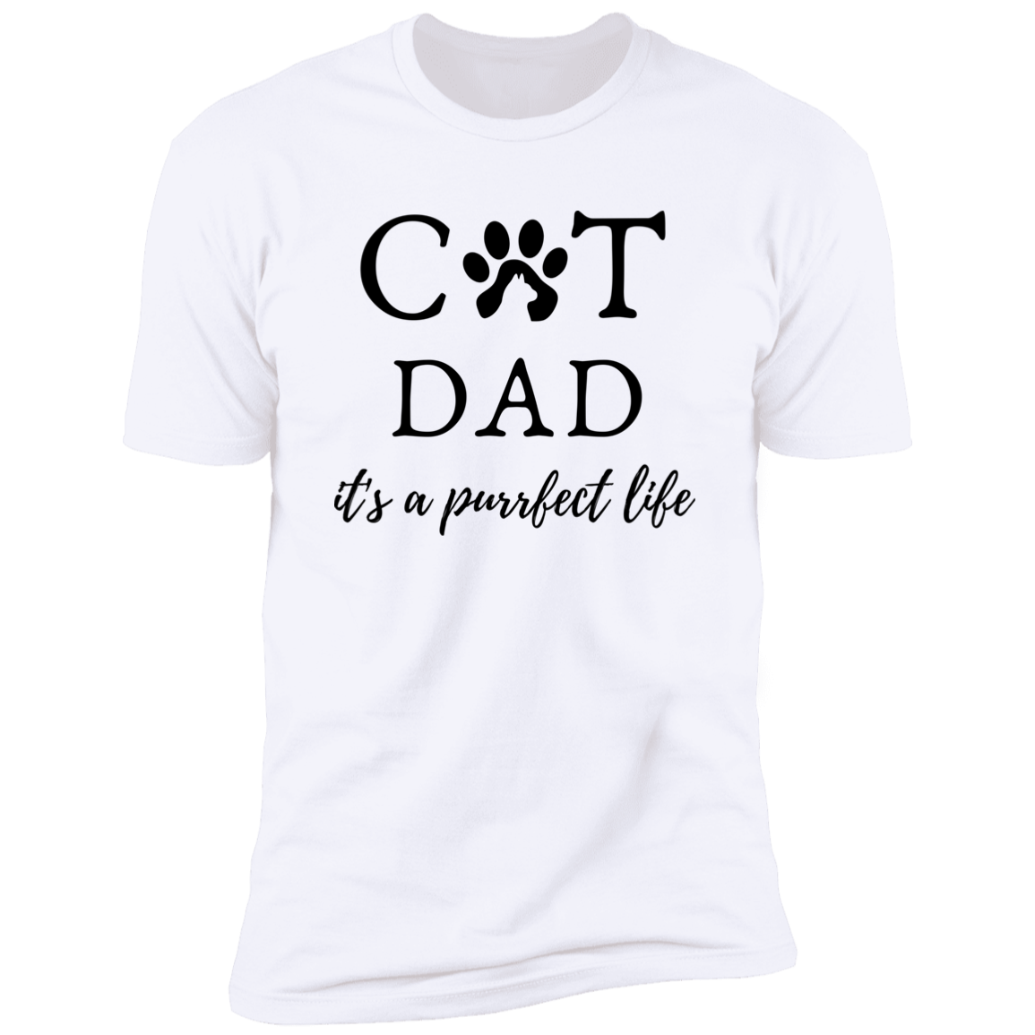 Cat Dad It's a Purrfect Life T-shirt, Cat Dad Shirt for humans, in white
