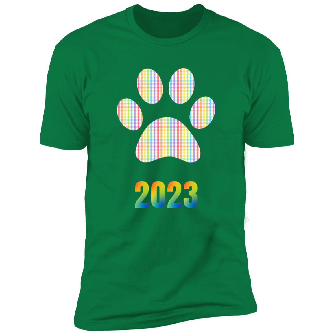 Pride Paw 2023 (Gingham) Pride T-shirt, Paw Pride Dog Shirt for humans, in kelly green