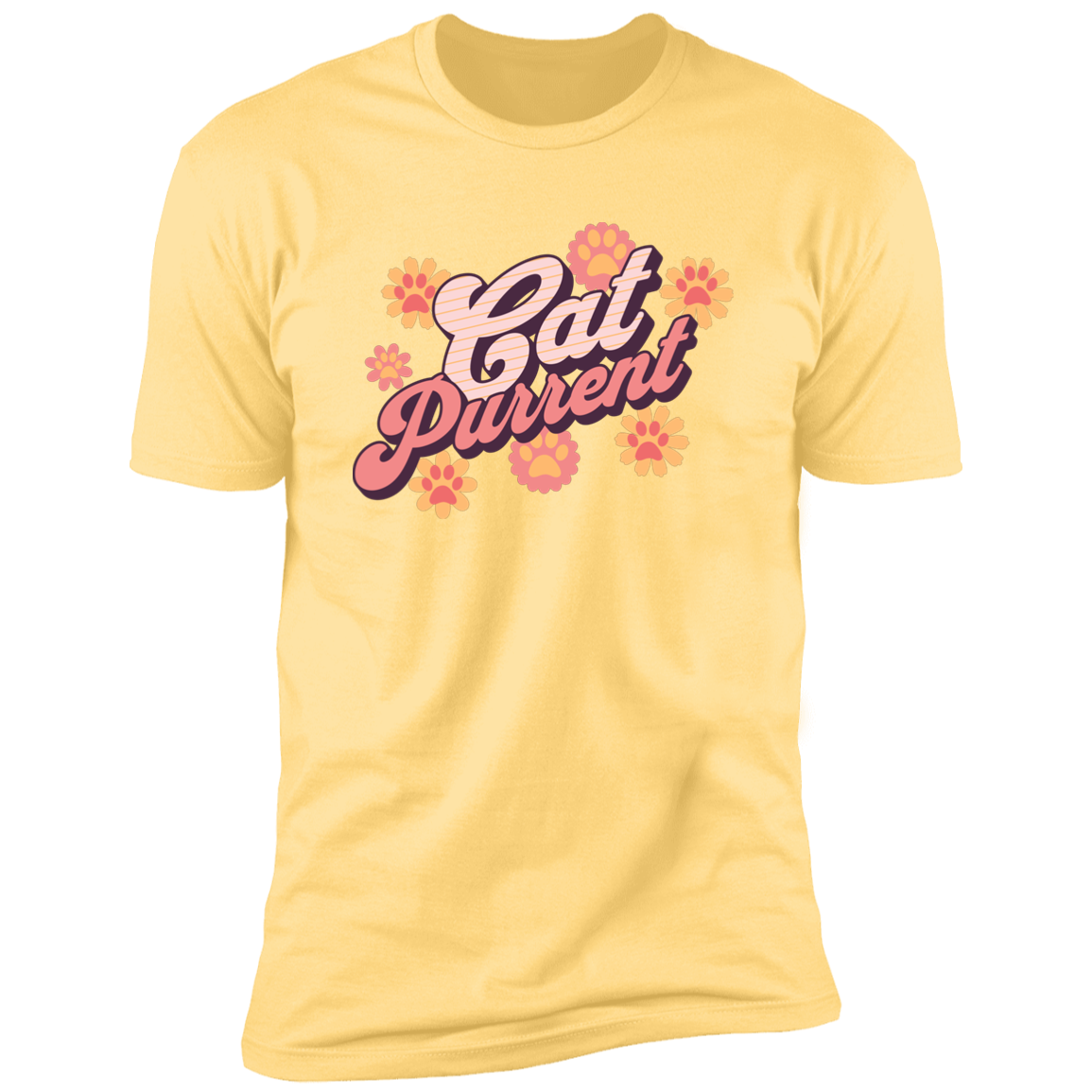 Cat Purrent Retro T-shirt, Cat Parent Shirt for humans, in banana cream