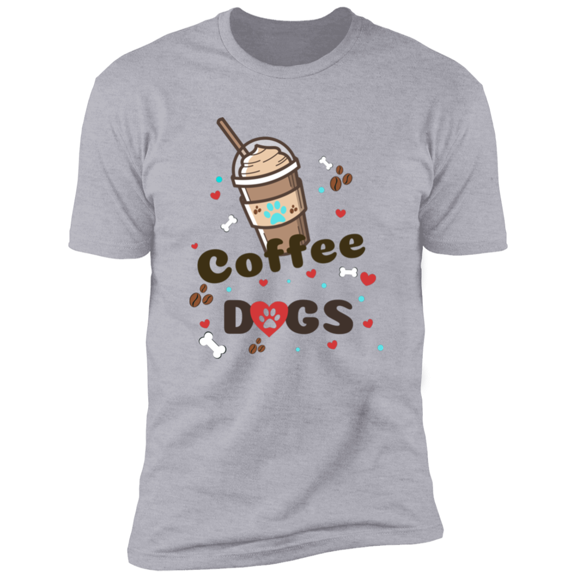 Blended Coffee Dogs T-shirt, Dog Shirt for humans, in light heather gray