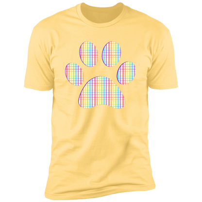 Pride Paw (Gingham) Pride T-shirt, Paw Pride Dog Shirt for humans, in banana cream