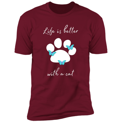 Life is Better with a Cat T-shirt, cat shirt for humans, Cat T-shirt in cardinal red
