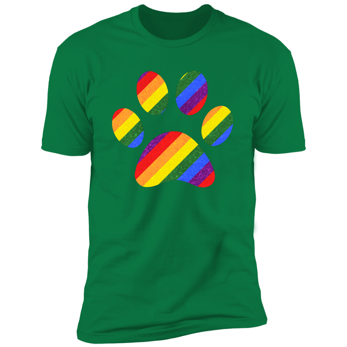 Pride Paw (Sparkles) Pride T-shirt, Paw Pride Dog Shirt for humans, in kelly green