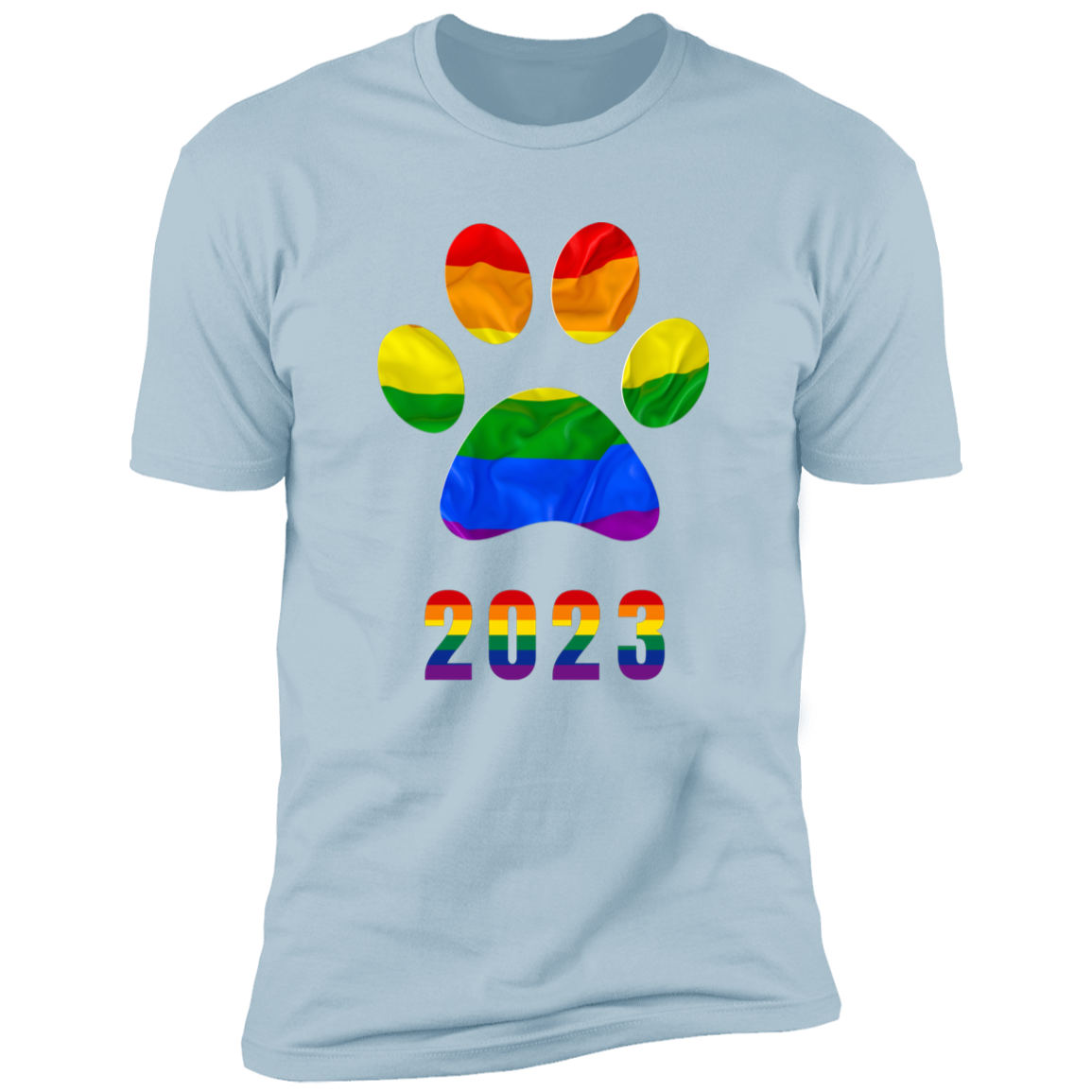 Pride Paw 2023 (Flag) Pride T-shirt, Paw Pride Dog Shirt for humans, in light blue