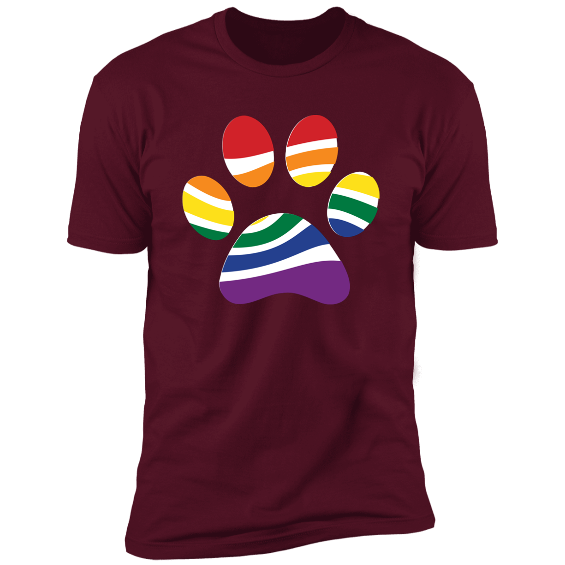 Pride Paw (Retro) Pride T-shirt, Paw Pride Dog Shirt for humans, in maroon