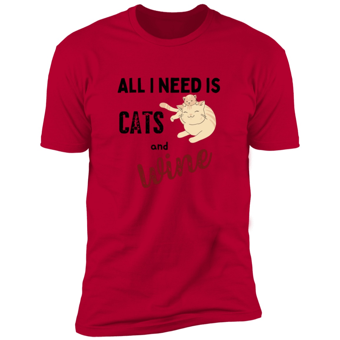 All I Need is Cats and Wine, Cat shirt for humas, in red