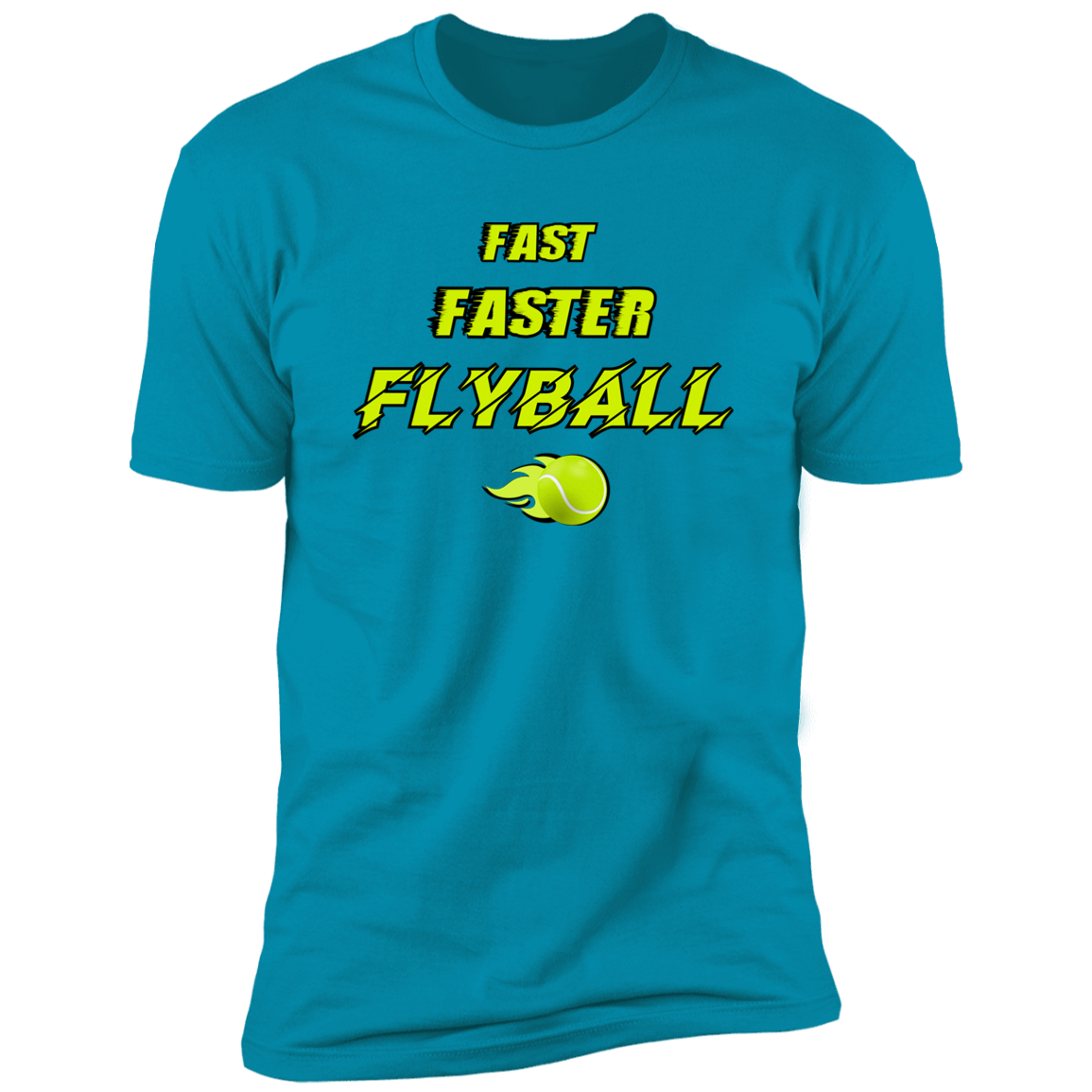 Fast Faster Flyball Dog T-shirt, sporting dog t-shirt, flyball t-shirt, in turquoise 