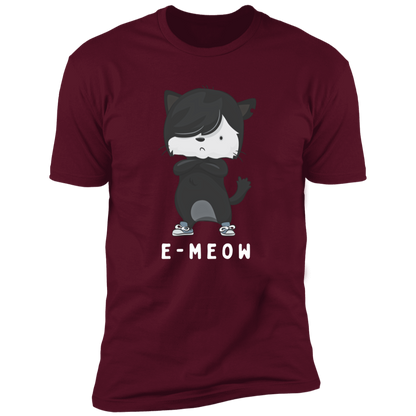 E-meow cat shirt, funny cat shirt for humans, cat mom and cat dad shirt, in maroon