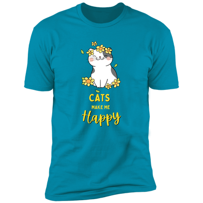 Cats Make Me Happy T-shirt, Cat Shirt for humans, in turquoise