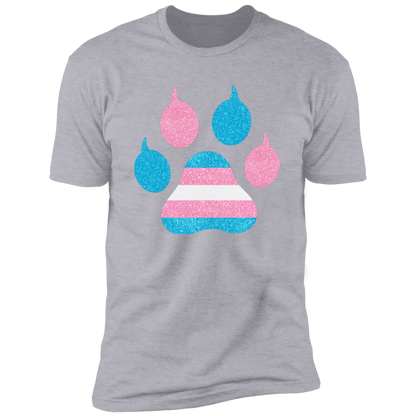 Trans Pride Cat Paw trans pride t-shirt,  trans cat paw pride shirt for humans, in light heather gray