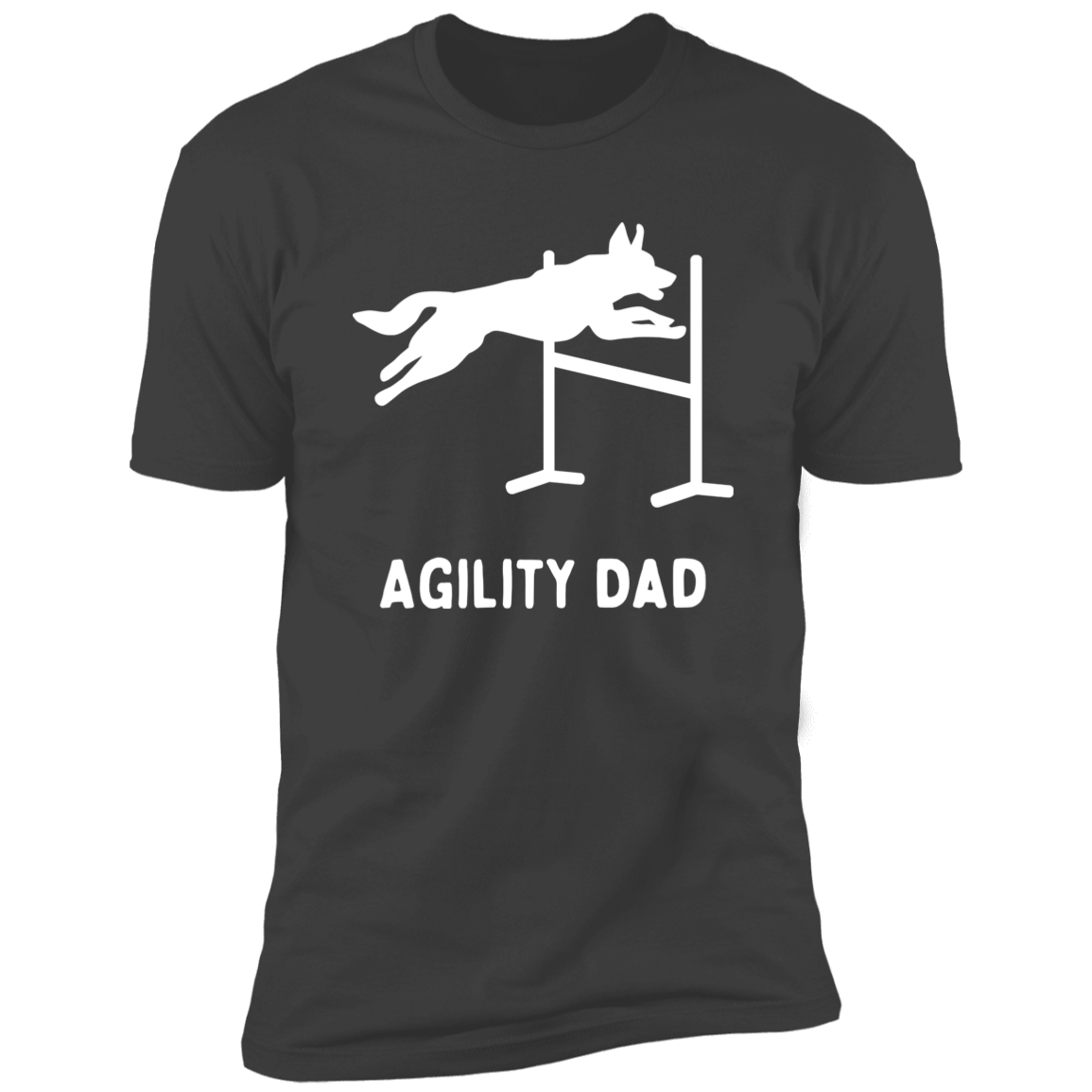 Agility Dad Agility Dog Dog T-Shirt for humans, in heavy metal gray