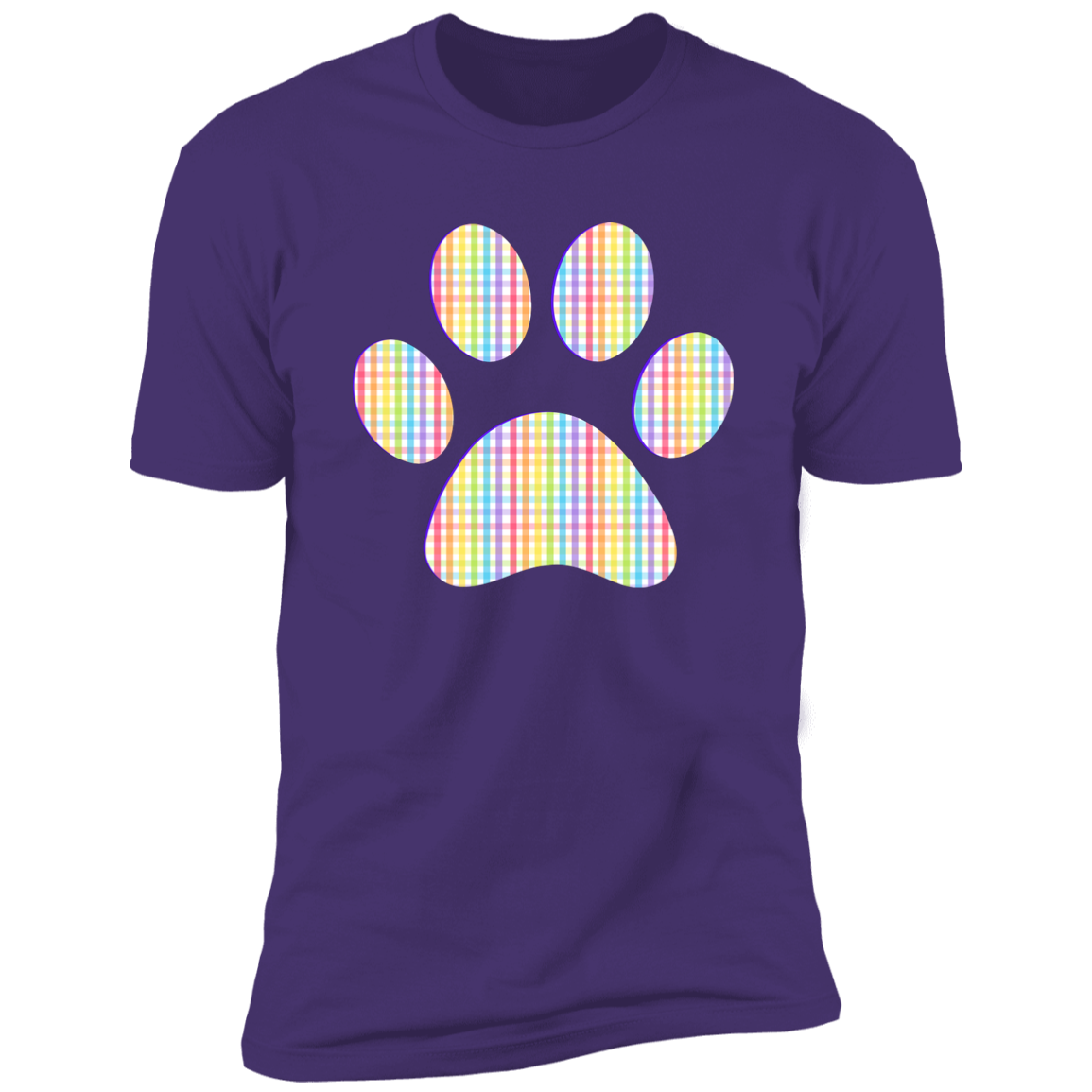 Pride Paw (Gingham) Pride T-shirt, Paw Pride Dog Shirt for humans, in purple rush