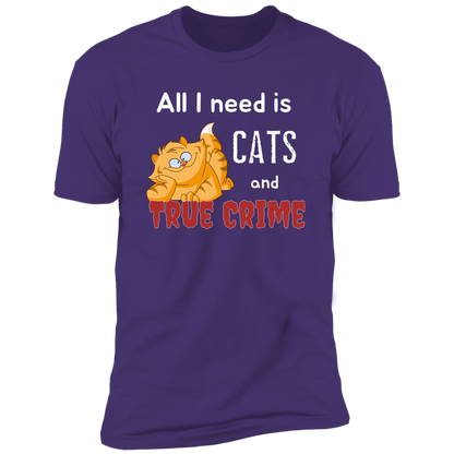 All I Need is Cats and True Crime, Cat shirt for humas, in purple rush