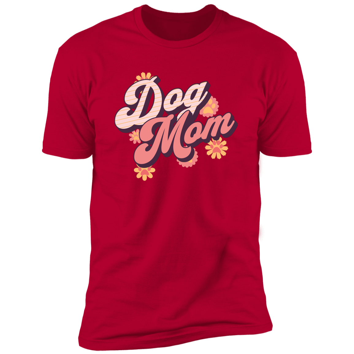 Retro Dog Mom t-shirt, Dog Mom shirt, Dog T-shirt for humans, in red