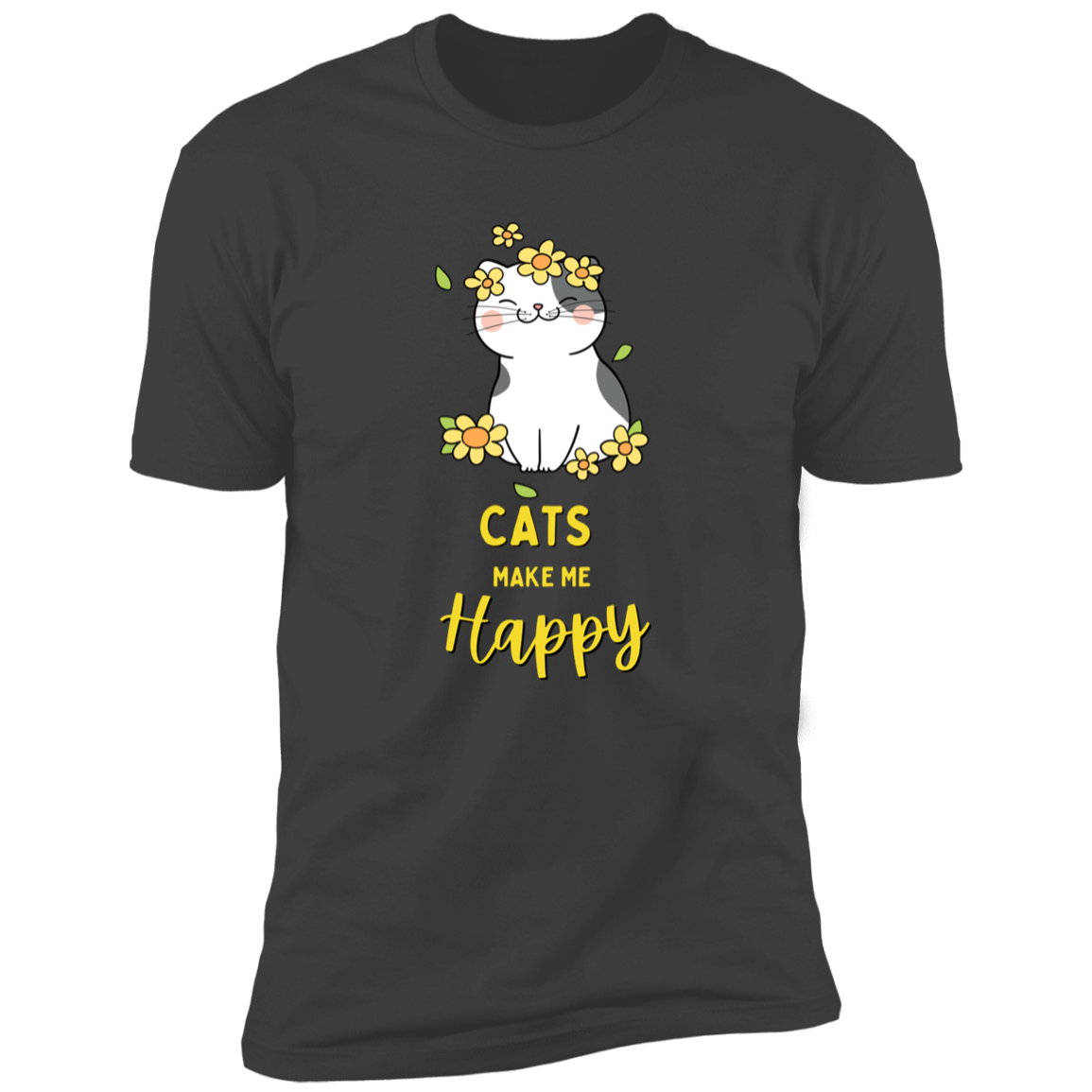 Cats Make Me Happy T-shirt, Cat Shirt for humans, in heavy metal gray