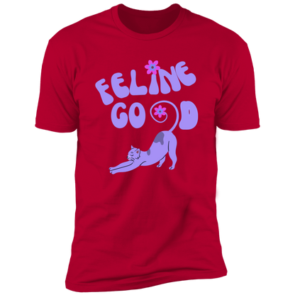 Feline Good Cat T-Shirt, Cat Shirt for humans, in red