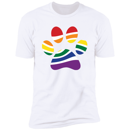 Pride Paw (Retro) Pride T-shirt, Paw Pride Dog Shirt for humans, in white