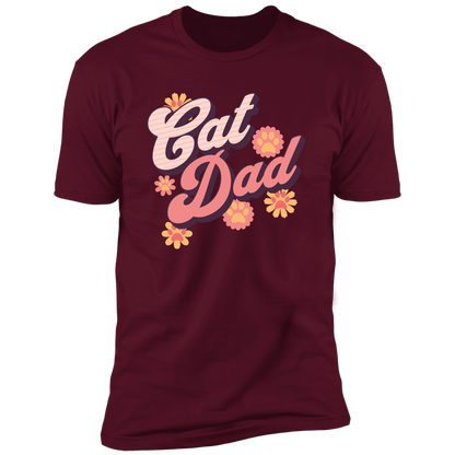 Cat Dad Retro T-shirt, Cat Dad Shirt for humans, in maroon