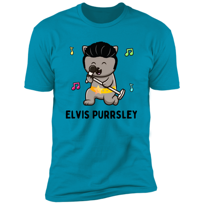 Elvis Purrsley cat Shirt, Funny cat shirt for humans, cat mom shirt, cat dad shirt, in turquoise