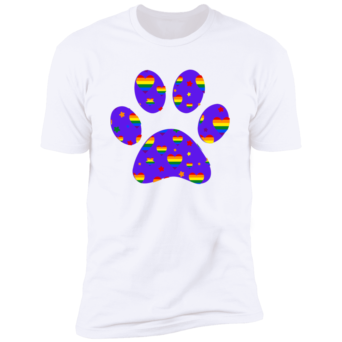Pride Paw 2023 (Hearts) Pride T-shirt, Paw Pride Dog Shirt for humans, in white